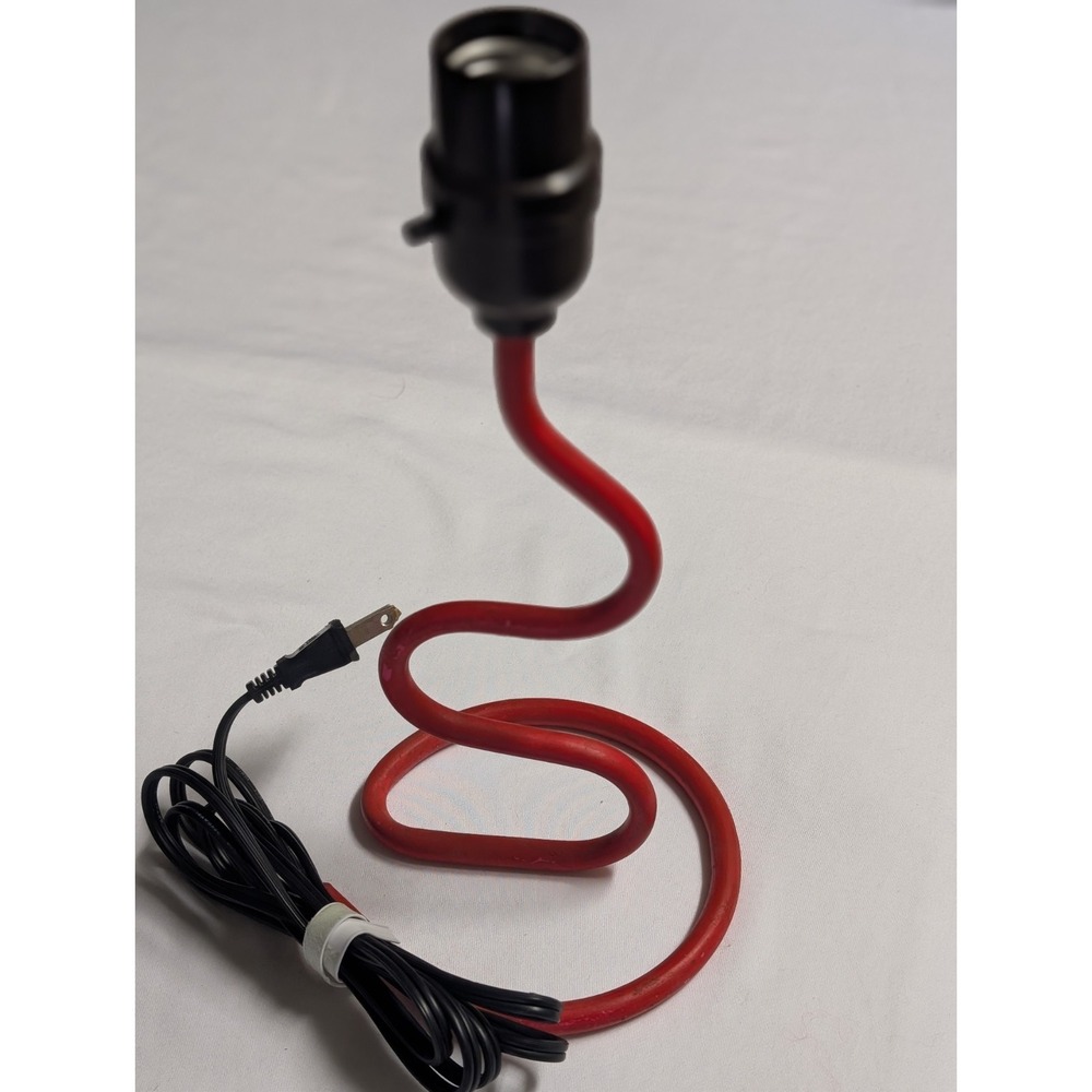 Vintage MCM Retro Spiral Snake Red Table Lamp Shadeless